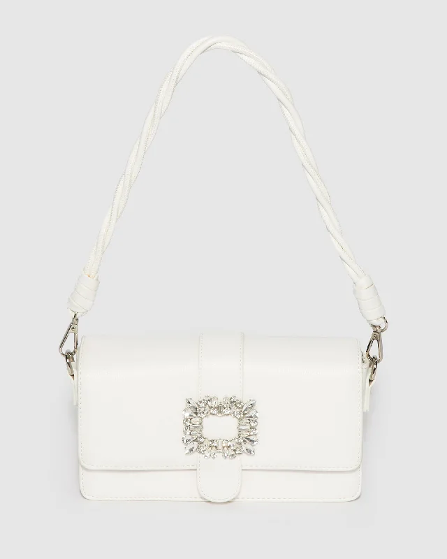 Elegant And On-Sale Evening Bags White Francesca Crystal Shoulder Bag