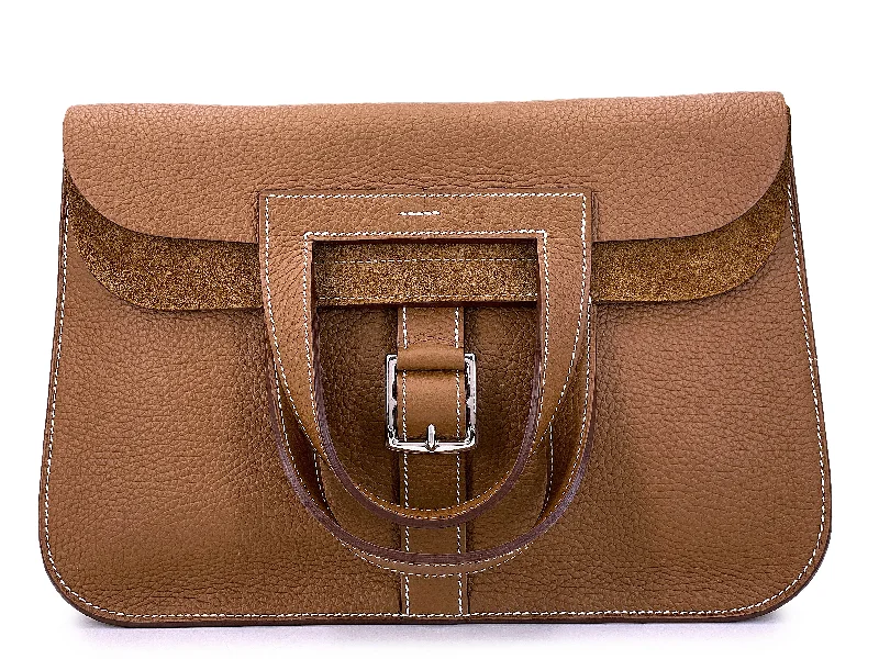 Discounted Designer Bags For Clearance Sale Hermès Alezan H Halzan 4-way Buckled Shoulder Bag Gold Camel Beige DLS