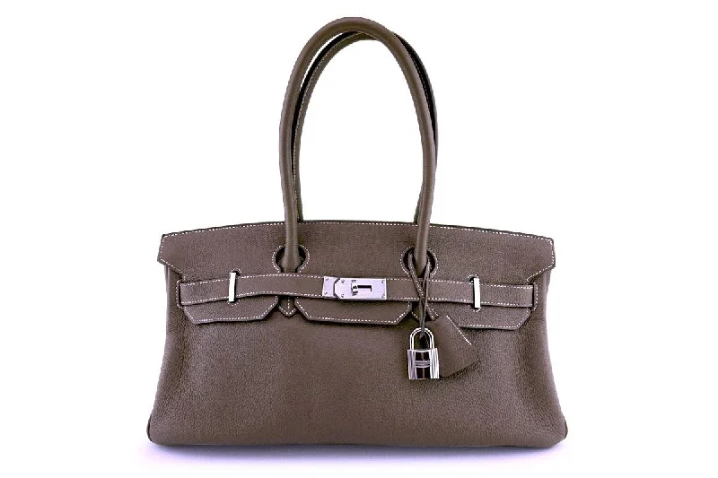 Luxury Bags With Premium Materials And Craftsmanship Hermes Etoupe 42cm Shoulder Birkin 2 JPG Bag PHW "O" Stamp