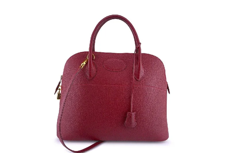 Bags With Tsa-Approved Features Hermes Rouge H Fjord Red 35/37cm Bolide Shoulder Tote Bag