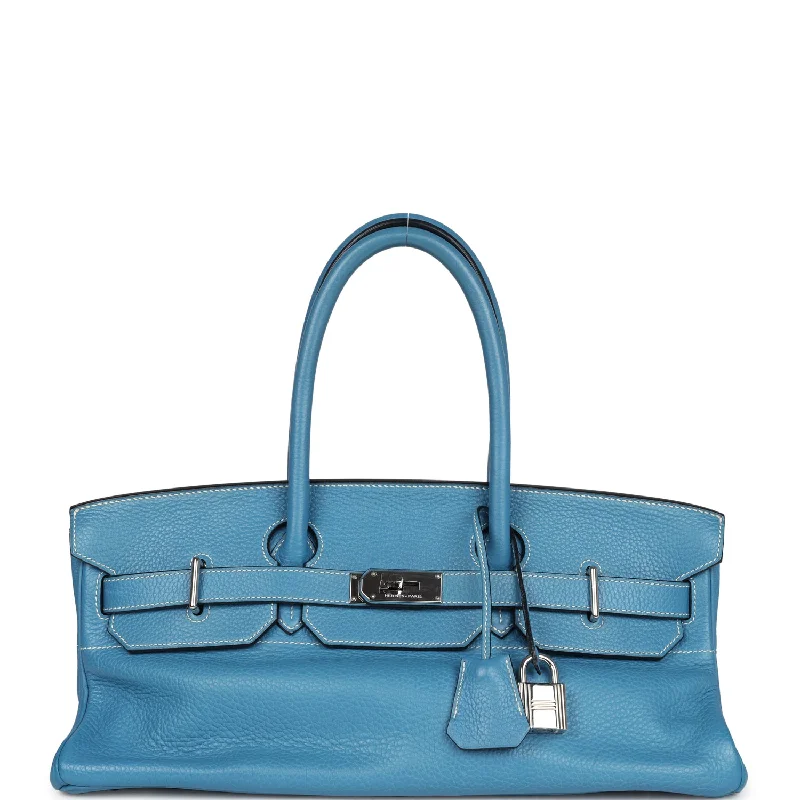 Stylish Bags For Fashion Bloggers Pre-owned Hermes Shoulder Birkin 42 JPG Blue Jean Clemence Palladium Hardware