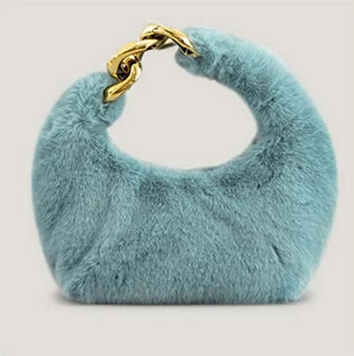 Stylish And Affordable Bags For Every Occasion Plush Faux Fur Hobo Moon Shoulder Bag