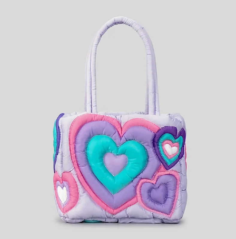 Romantic Valentine's Day Bags With Promotions Puffer Padded  Love Bag Womens Large Multi Color Patchwork Tote Shoulder Bag