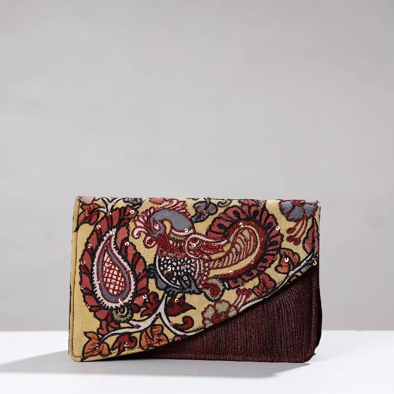 Trendy Festival Bags With Limited-Time Offers Multicolor - Handpainted Kalamkari Ghicha Silk Clutch