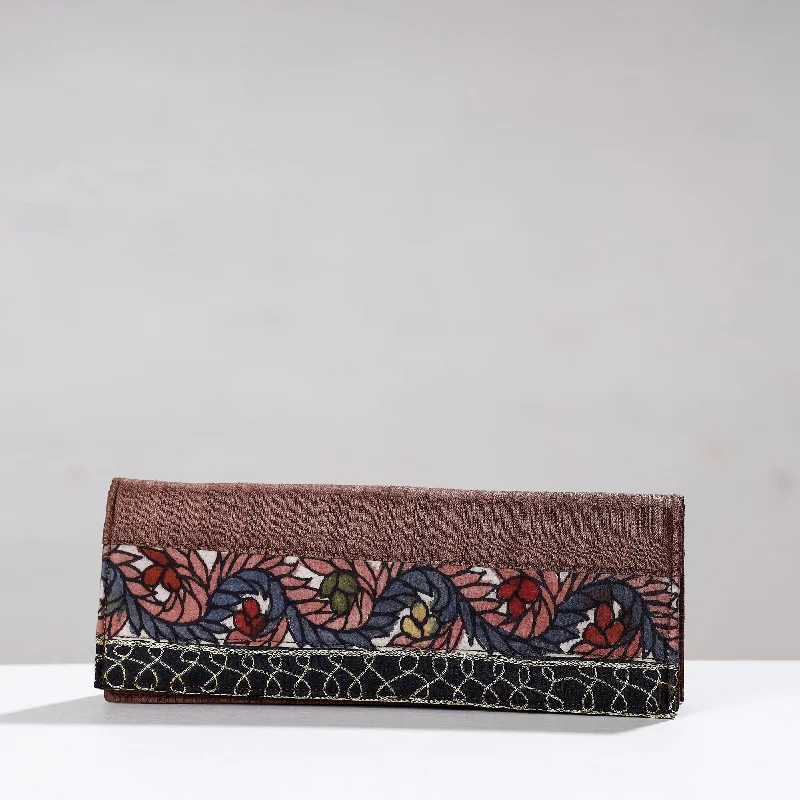 Designer Bags For Luxury Collectors Brown - Handpainted Kalamkari Ghicha Silk Clutch