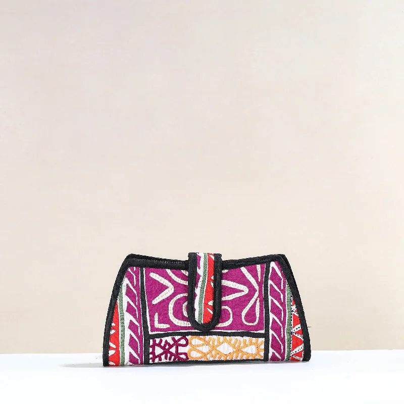 Discounted Designer Bags On Sale Multicolor - Handcrafted Kutch Embroidery Cotton Clutch / Wallet