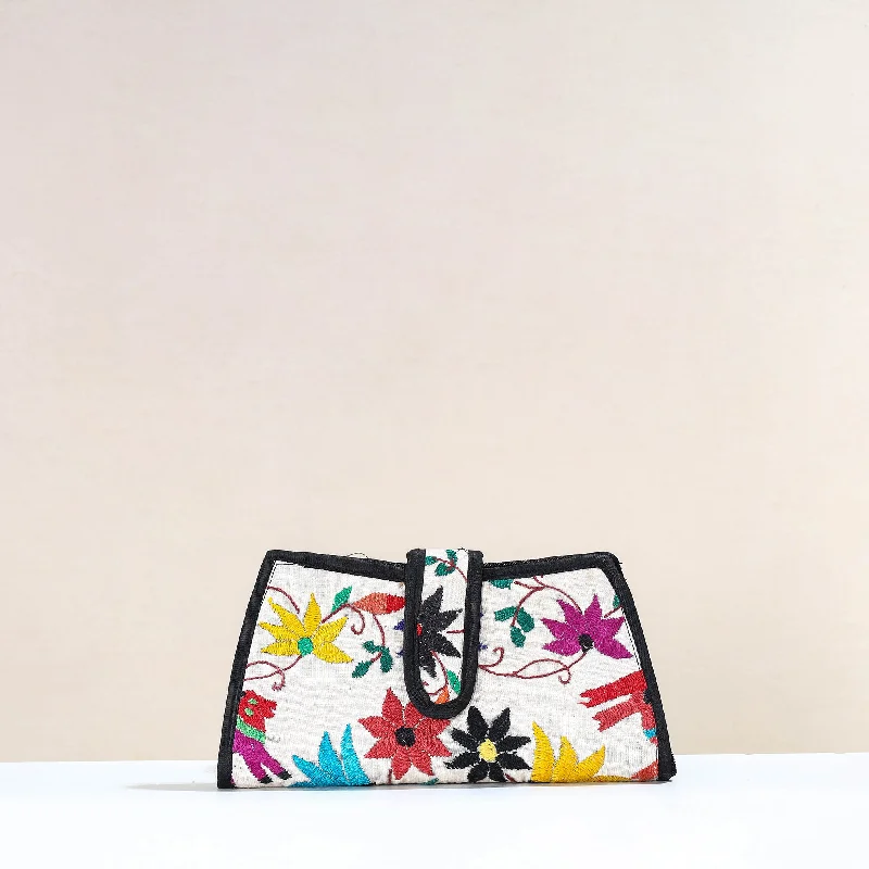 Inspired Bags For Luxury Fashion Lovers Multicolor - Handcrafted Kutch Embroidery Cotton Clutch / Wallet