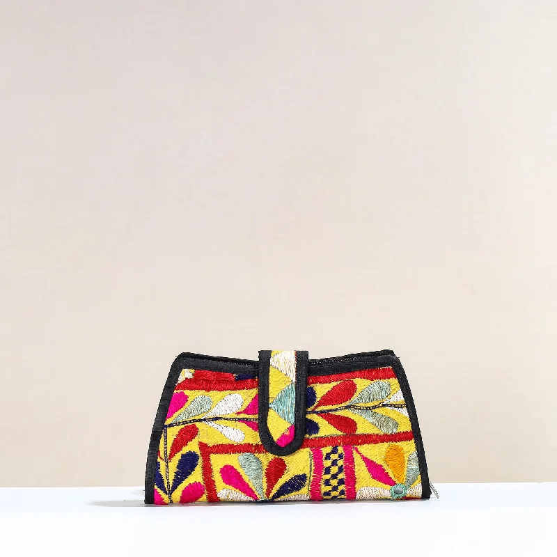 Cozy Handbags With Clearance Prices Multicolor - Handcrafted Kutch Embroidery Cotton Clutch / Wallet