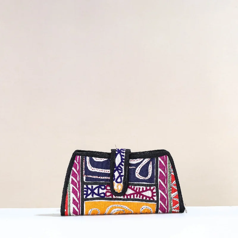 Bags For Playful And Chic Styles Multicolor - Handcrafted Kutch Embroidery Cotton Clutch / Wallet