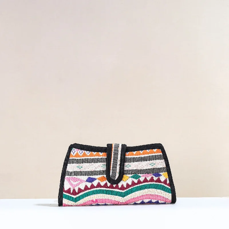 Black Friday And Cyber Monday Bag Deals Multicolor - Handcrafted Kutch Embroidery Cotton Clutch / Wallet