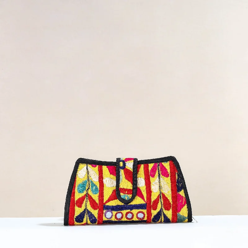 Festival Bags For Concerts And Events Multicolor - Handcrafted Kutch Embroidery Cotton Clutch / Wallet