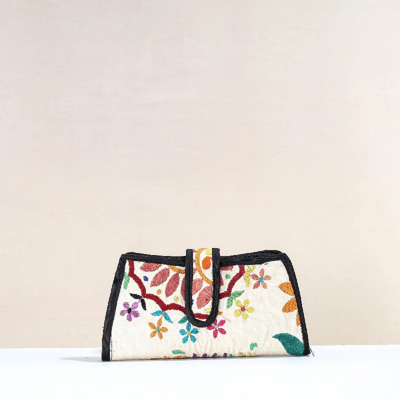 Designer-Inspired Bags At Budget-Friendly Prices Multicolor - Handcrafted Kutch Embroidery Cotton Clutch / Wallet