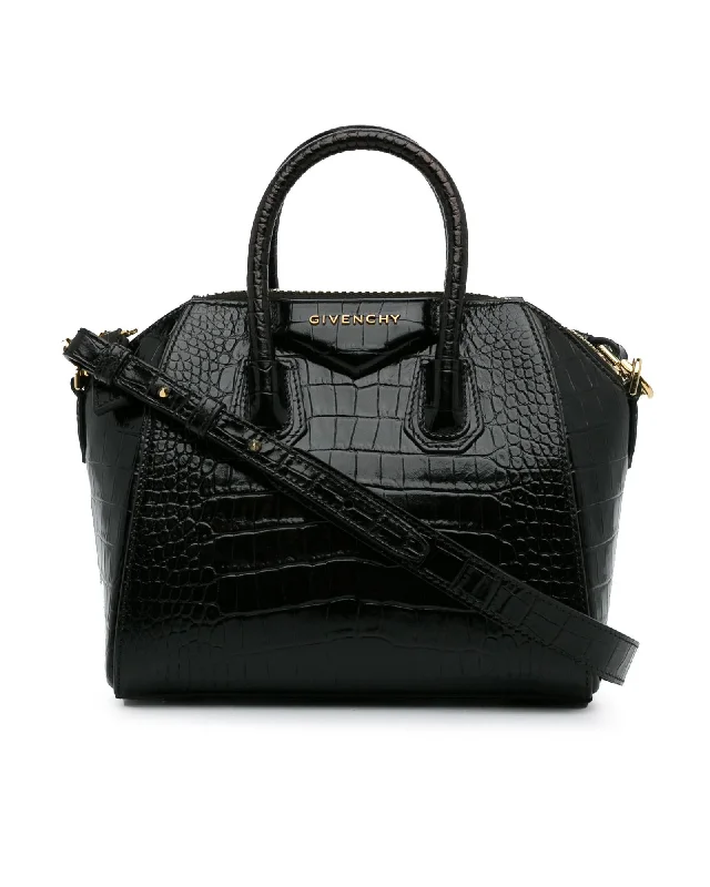 Edgy Bags For Bold And Daring Fashionistas Embossed Leather Mini Satchel with Detachable Strap and Top Zip Closure