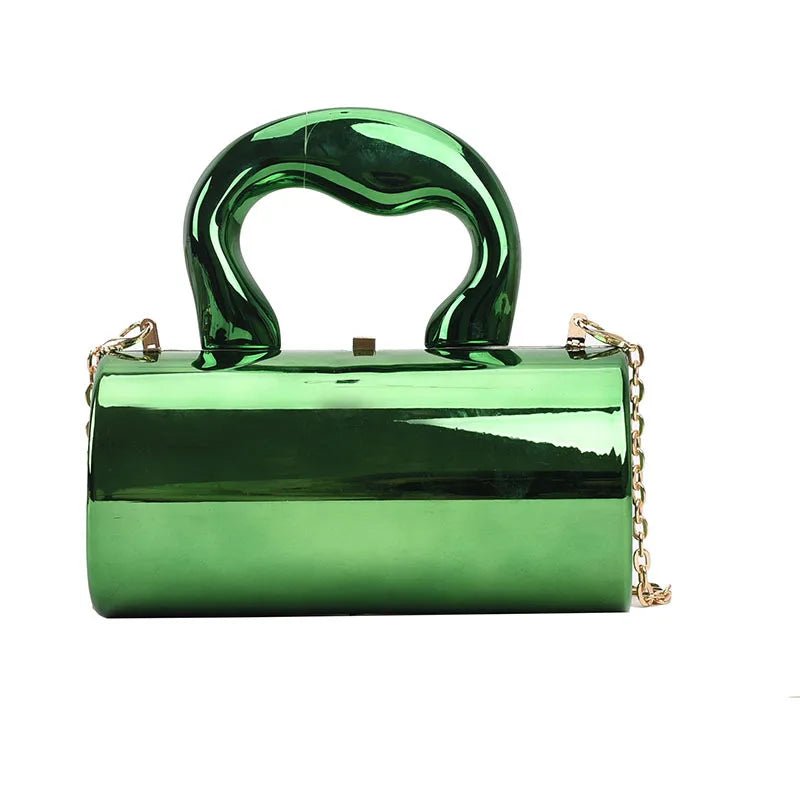 Affordable Handbags Acrylic Cylinder Irregular Handle Clutch