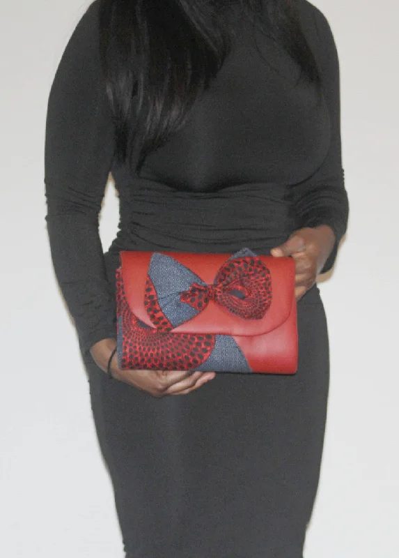 Bags For Outdoor Adventures Ankara & Leather Clutch/Purse RG