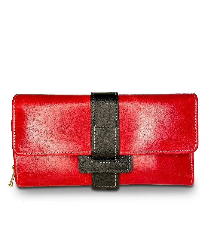 Affordable Bags Arabica Women's Genuine Leather Clutch - Crimson Red