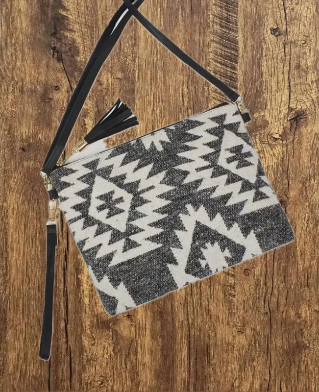 Designer Bags For Luxury Collectors Aztec B+W Tote/Clutch