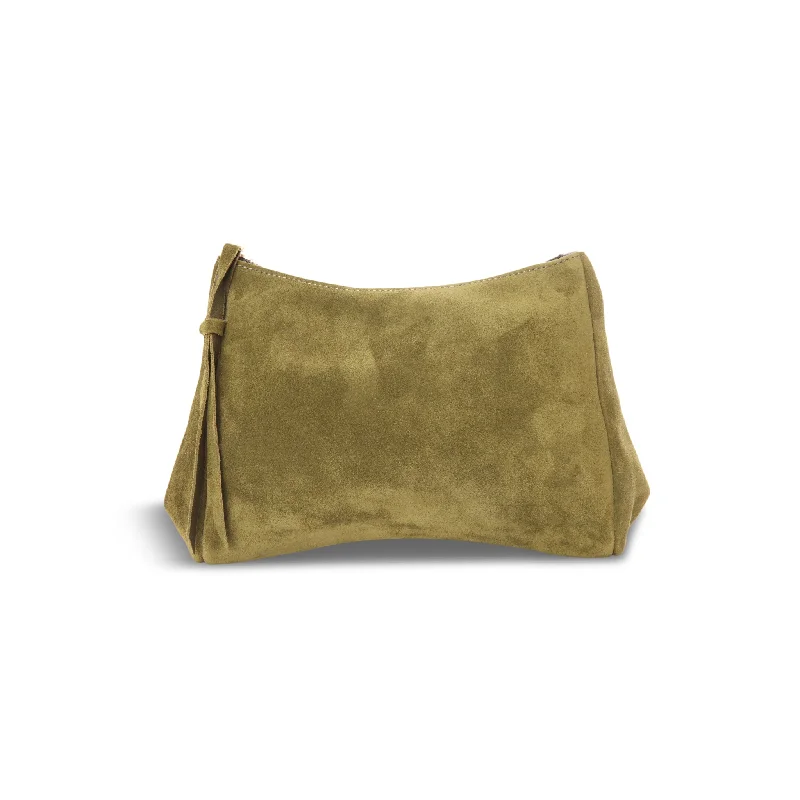 Urban Style Camila Clutch in Avocado Italian Leather Backed Suede