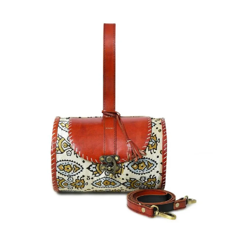 Bag For Luxury Lovers Cylindrical Block Printed Leather Bag