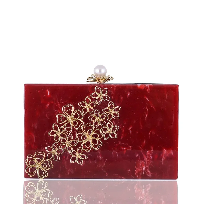 Discounted Designer Bags For Clearance Sale Dahlia Red Clutch - Women's evening clutch bag