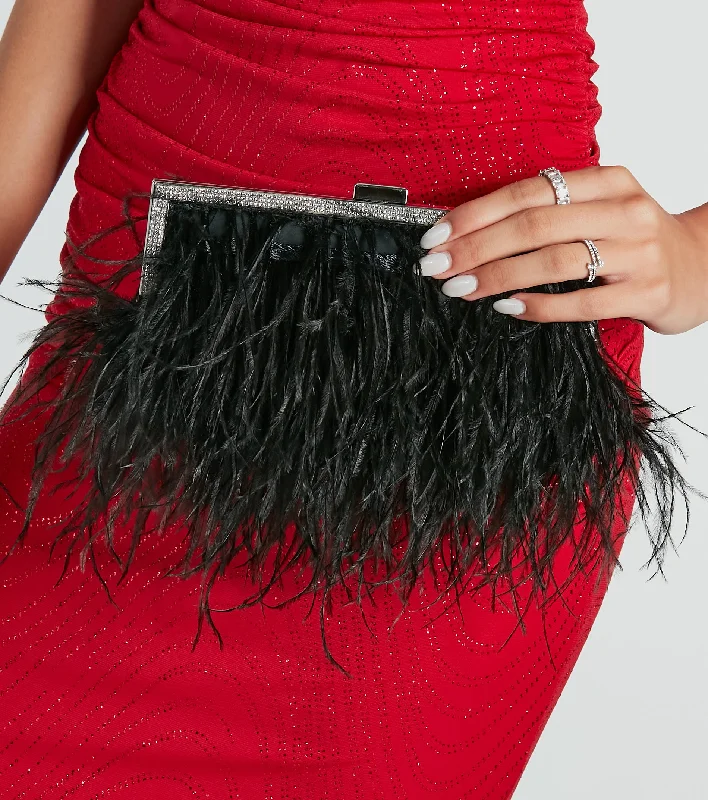 Sporty Bags For Active And Athletic Lifestyles Envy Of The Night Marabou Rhinestone Clutch