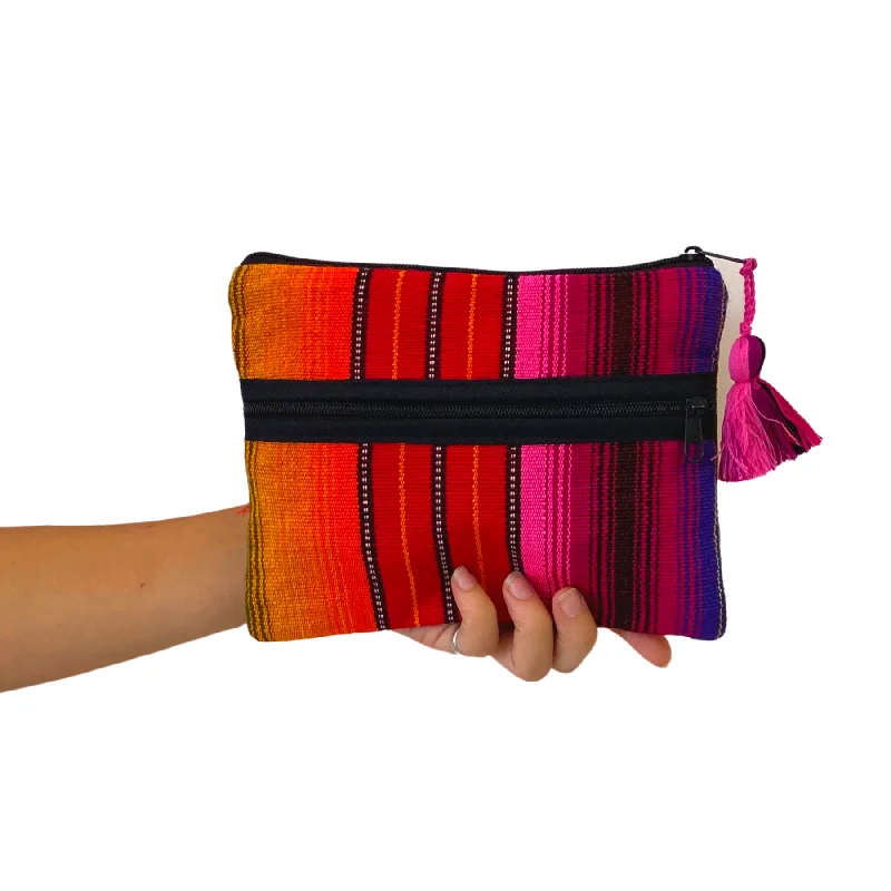 Trendy And Discounted Designer Handbags Hacienda Sarape Striped Multicolor Clutch - Guatemala