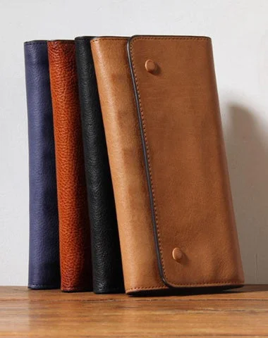 Bags With Limited-Time Deals Handmade Genuine Leather Mens Cool Long Leather Wallet Phone Wallet Clutch Wallet for Men