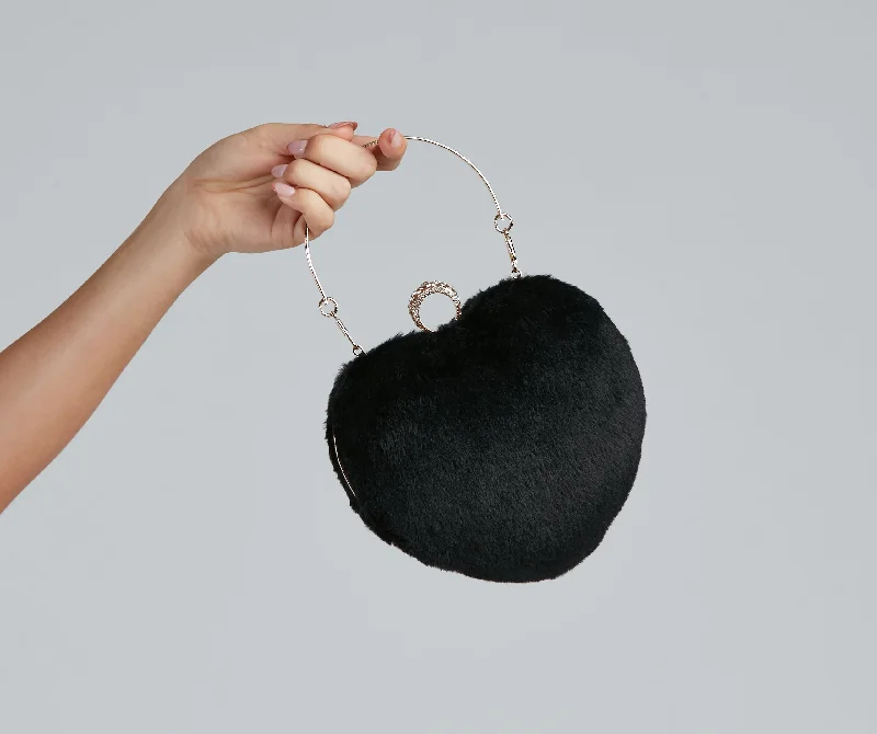 Versatile Bags That Suit Any Outfit Or Event Heart Beat Faux Fur Ring Clutch