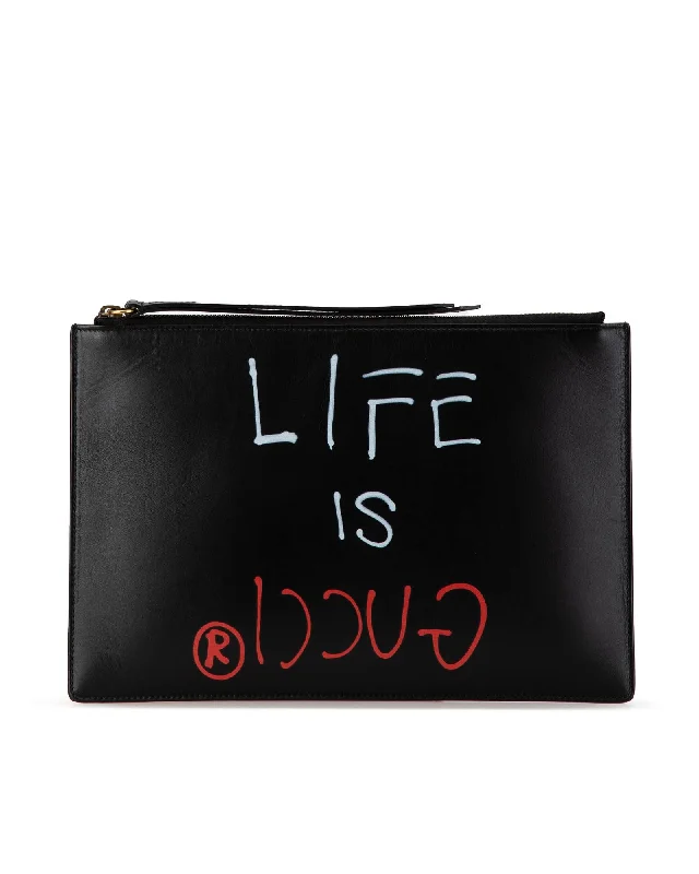 Customizable Bags For Personalized Style Life is Gucci Zip Pouch with Printed Leather and Top Zip Closure