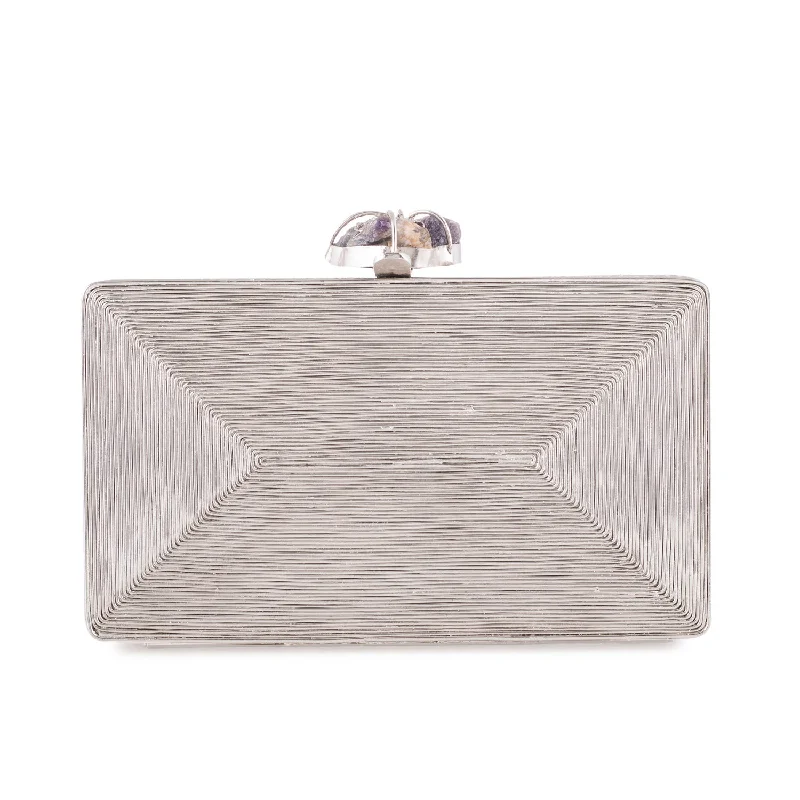 Trendy Bags Lines Silver Clutch - Reversible clutch bag for women