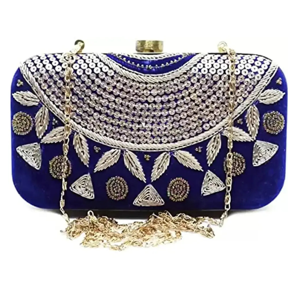 Affordable Bags For Budget Shoppers MaFs Blue Embroidered Women clutches For Weddings