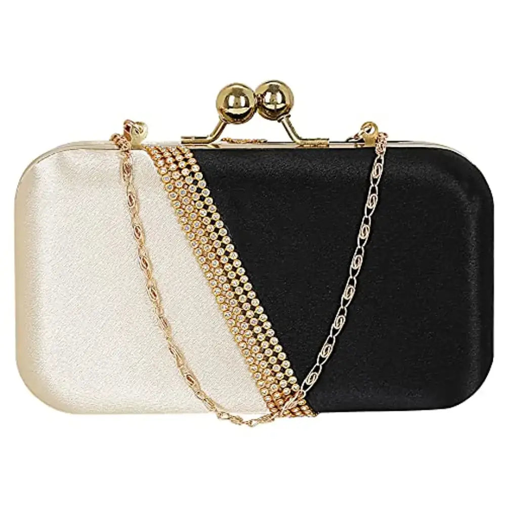 Eco-Friendly Bags With Promotions MaFs Embelished Women's Clutch Gold and Black Clutch for weddings and Parties