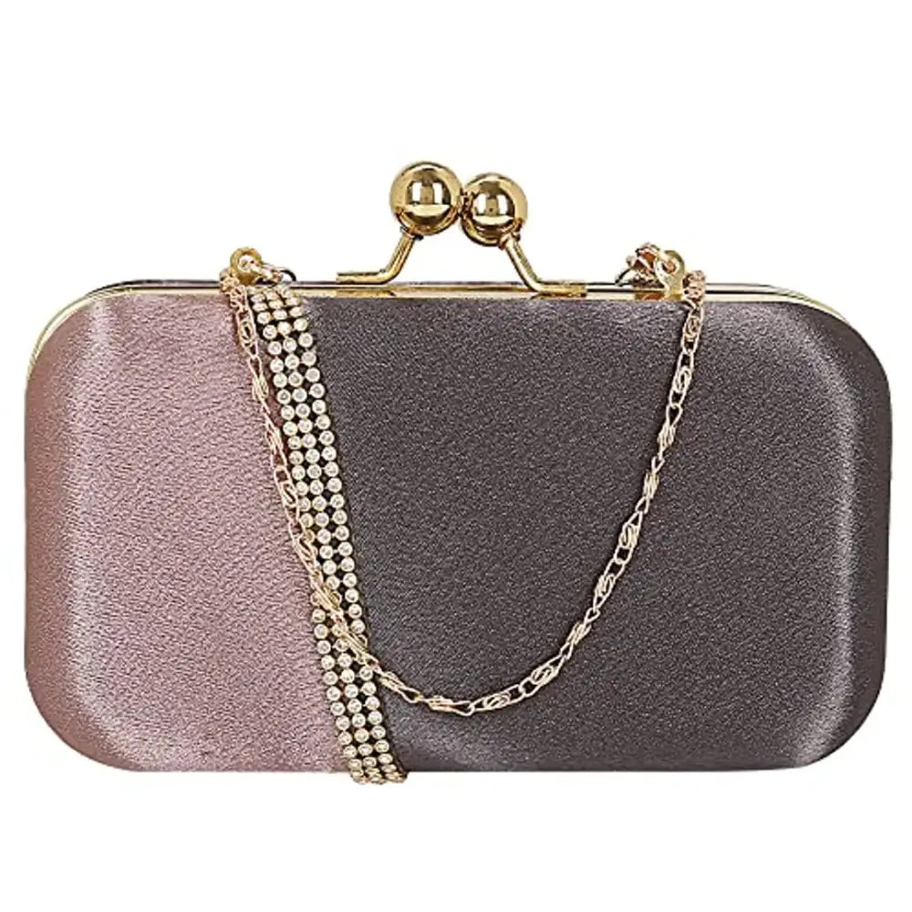 Eco-Friendly Bags For Sustainable Fashion Lovers MaFs Embelished Women's Clutch Peach and Grey Clutch for weddings and Parties