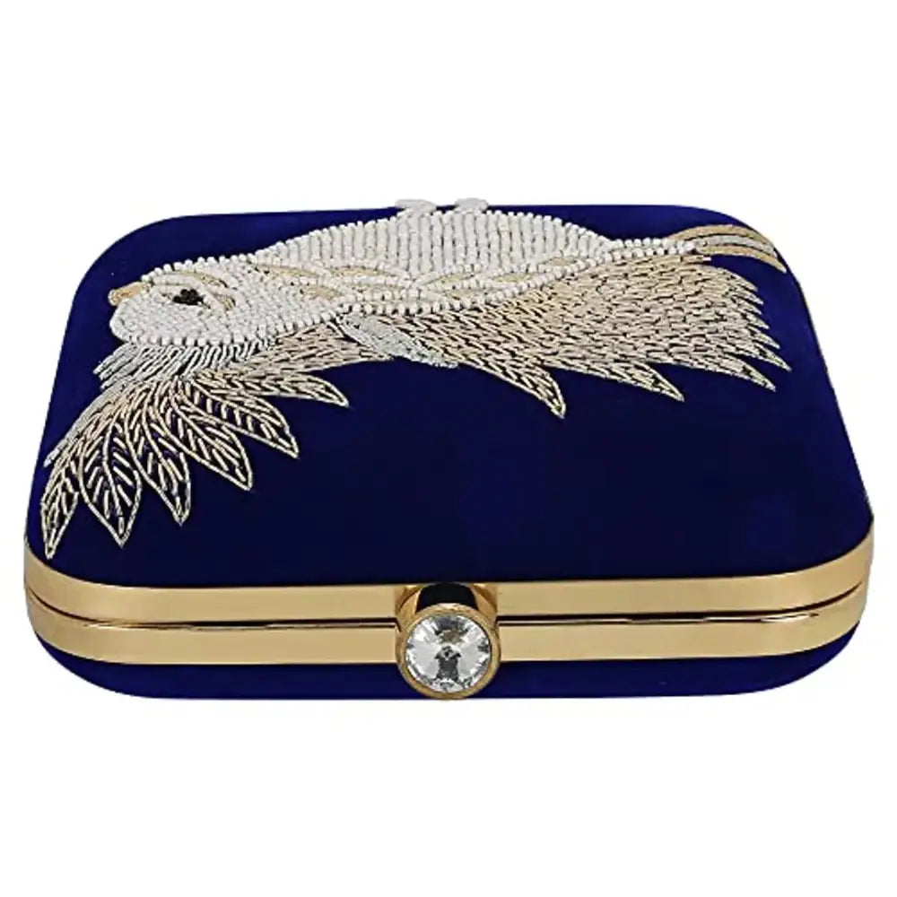 Holiday Gift Bags For Christmas MaFs Embroidered Blue Women clutches For Weddings and Parties