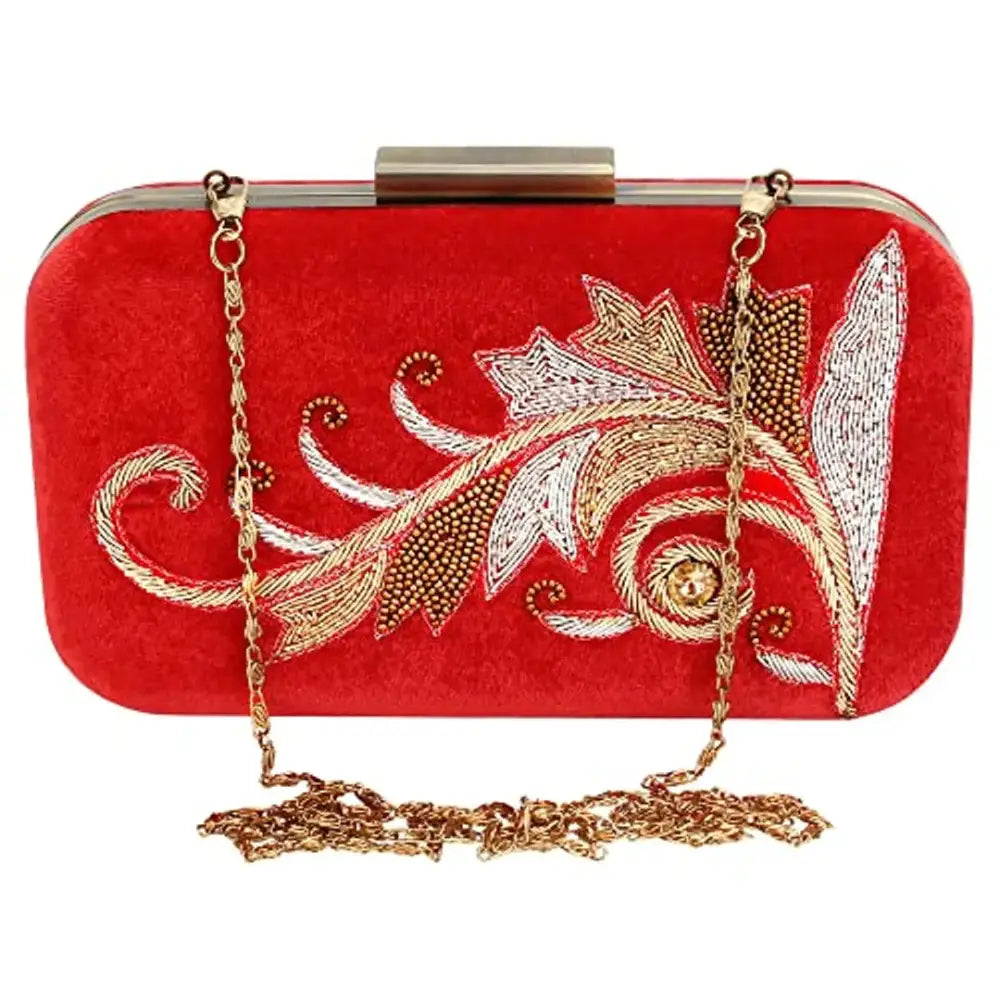 Bag For Luxury Lovers MaFs Embroidered Red Women clutches