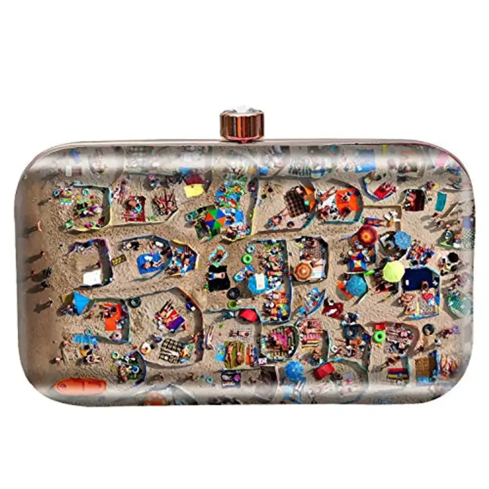 Seasonal Clearance Bags For Summer, Winter, Etc. MaFs Printed Clutch Bag with Detachable Chain, Multicolor