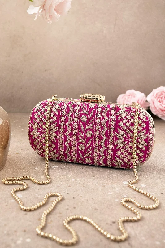 Trendy And Discounted Designer Handbags Mirai Embroidered Clutch - Pink