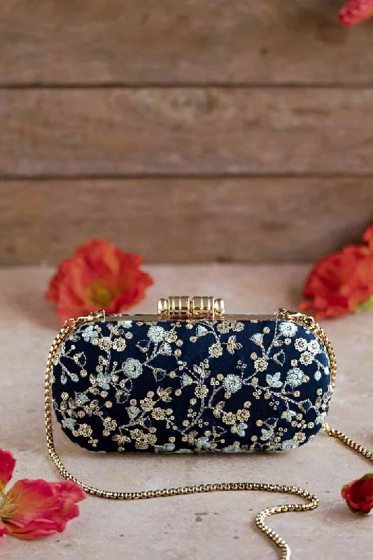 Inspired Bags For Modern Sophistication Elan Navy silk capsule clutch