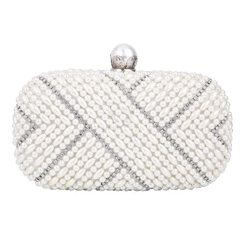 Luxury Seekers Pearl White Shell Clutch