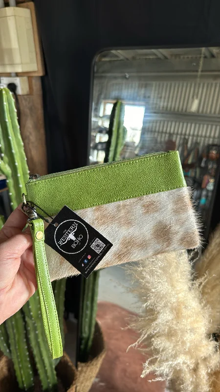 Lightweight Bags For Senior Travelers Small Green Cowhide Clutch