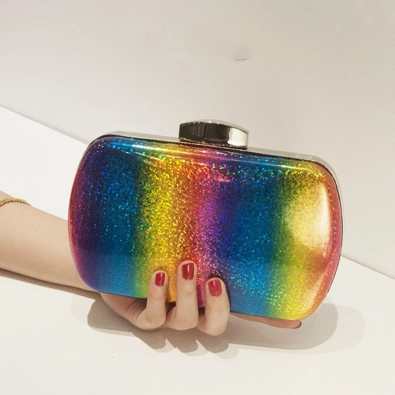 Designer Bags For Luxury Collectors With Offers Summer Vibes: Rainbow Laser PU Clutch for Women