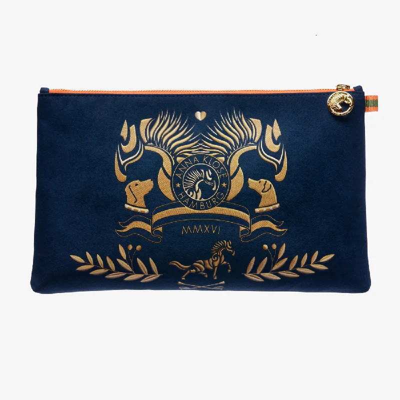 Bags For Urban And Trendy Looks Clutch "Oxford Blue" with golden print