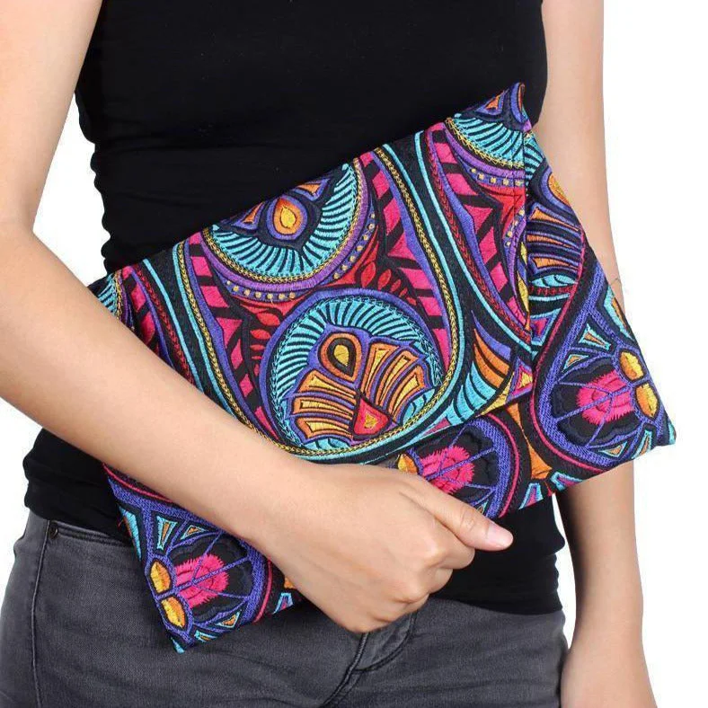 Luxurious Bags With Limited-Time Offers Embroidered Envelope Clutch | iPad Bag - Thailand