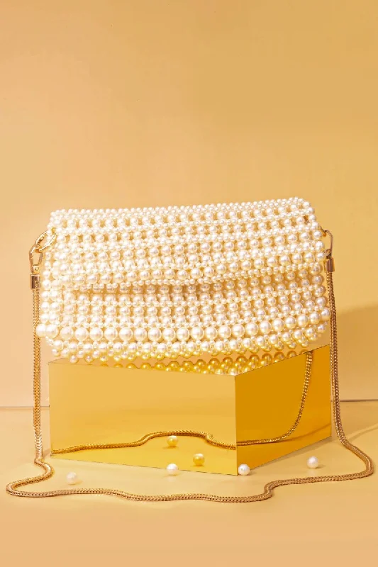 Uxury Designer Handbag Brands Viola Pearl Purse - Off-white