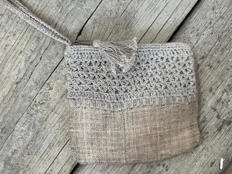 Luxury Bags Wristlet- crochet & hemp