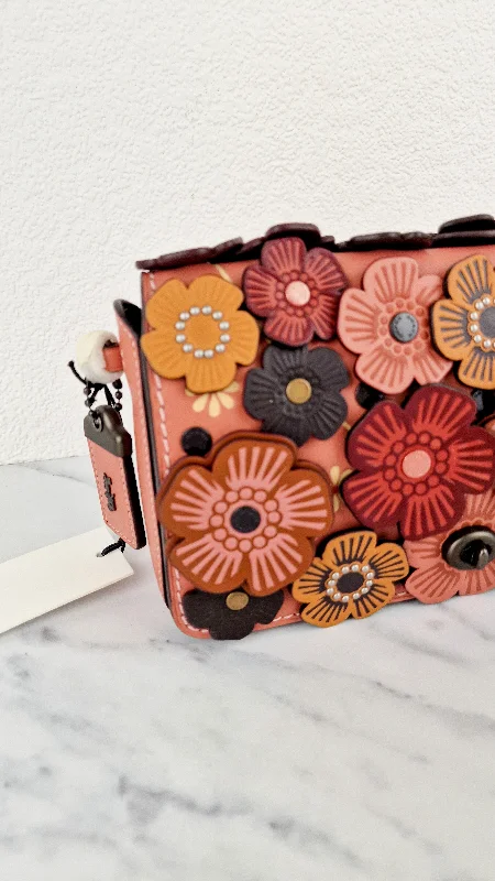 Stylish Bags For Fashion Bloggers Coach 1941 Dinky With Tea Roses in Melon - Crossbody Shoulder Bag Floral Flowers Tolled Leather Appliqué- Coach 38197