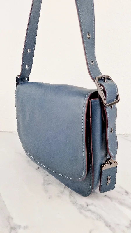 Elegant And On-Sale Evening Bags Coach 1941 Saddle 33 Large Dark Denim Blue Bag - Smooth Leather Crossbody Bag - Coach 11108