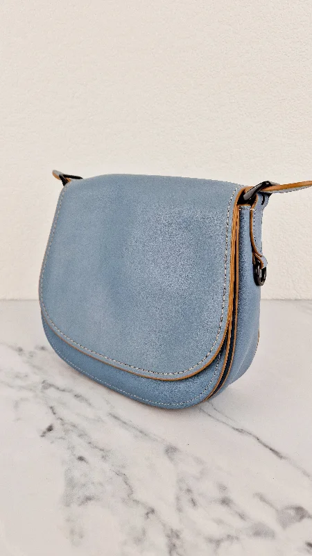 Stylish Yet Affordable Bags Coach 1941 Saddle 23 Bag in Cornflower Blue Smooth Leather Crossbody Shoulder Bag - Coach 55036