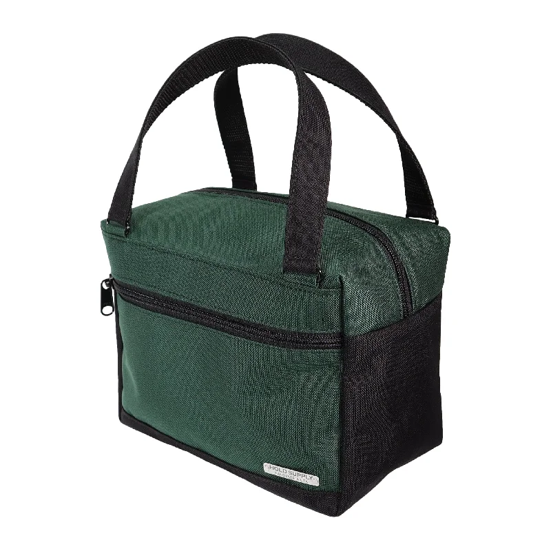 Bags For Minimalist And Functional Design Green and Black Insulated Canvas Lunch Bag