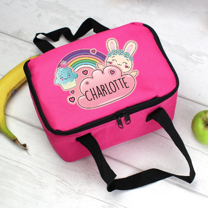 Clearance-Priced Bags Personalised Cute Bunny Pink Insulated Lunch Bag